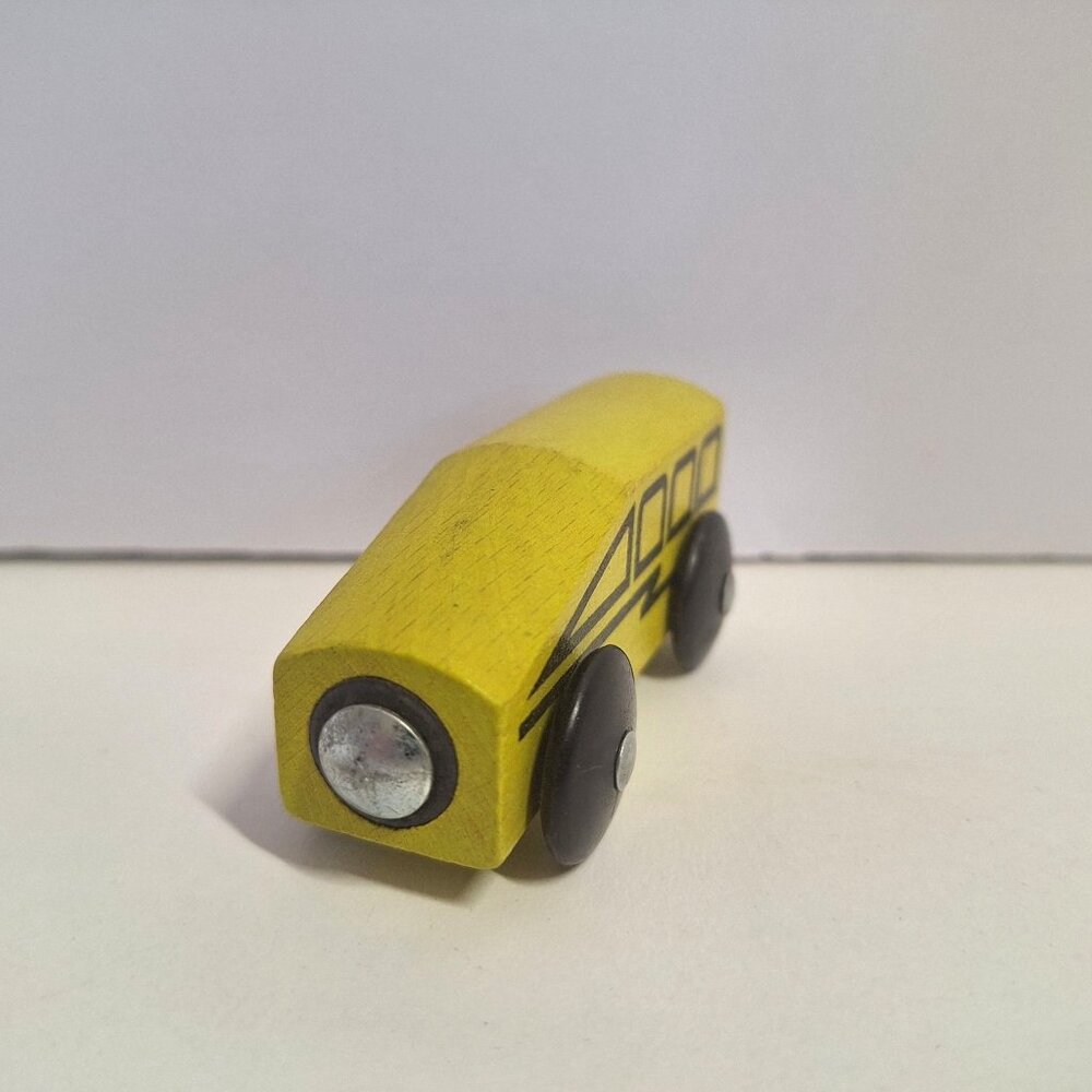 IKEA 3" Wooden Magnetic Yellow Toy Bus Train Car Vintage 1990s - Picture 3 of 6